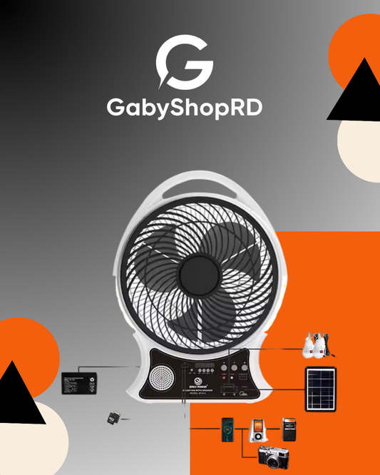 ABANICO RECARGABLE 14" SOLAR CON ALTAVOZ